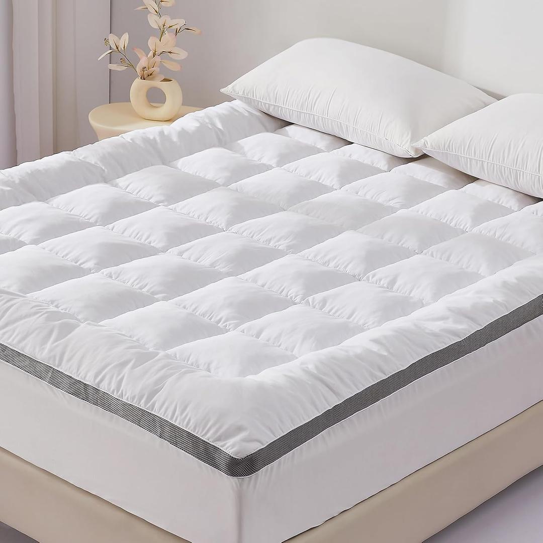 SAPHREAS Queen Size 3 Inch Memory Foam Mattress Topper with 8-20 inches Stretchable Pockets, with Breathable Air Mesh Sides Soft Pillow Top Mattress Pad for Back Pain Relief