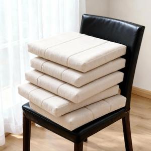 Chair Cushions Set of 2, Dinning Chair Cushions, Kitchen Chair Cushion, Chair Pads for Dining Chairs, Removable Cover, Machine Washable, Non-Slip Bottom (18 x 18 x 1.8 inch) ([Cotton Linen] - Creamy White)