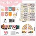 4 x VABAMNA 32pcs Classroom Bulletin Board Decorations Set - Boho Rainbow Motivational Words Cutouts Bulletin Decorations for Teachers School Classroom Bulletin Board