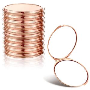 8 Pcs Rose Gold Compact Mirror Bulk, Metal Round Shell, 1x 2x Magnification Double Sided, Portable, Folding, Mini Travel Pocket Mirror for Women Girls Party Favor Bridesmaid Christmas Gifts