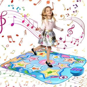 Dance Mat - Rhythm Step Play Mat - Dance Game Toy Pad with LED Lights, Gift for Kids Girls 3-12
