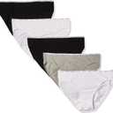 Calvin Klein Womens Cotton Stretch Logo Bikini Panties, Multipack (Small, Black/White/Grey Heather)