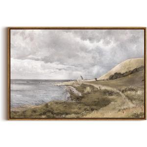 InSimSea Framed Canvas Wall Art, Large Coastal Painting, Vintage Decor for Living Room & Bedroom, 20"x30"