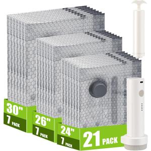 Travel Vacuum Storage Bags for Clothing with Rechargeable Air & Hand Pump, 21 Pack Portable Space Saver Bags, Compression Packing Seal for Luggage and Suitcase, Blankets, Seasonal Storage