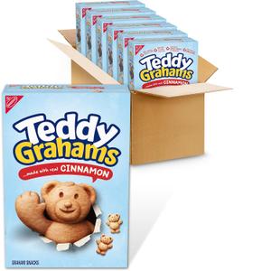 TEDDY GRAHAMS Cinnamon Graham Snacks, Bulk Kids Snacks, 6 - 10 oz Boxes, Best By: 22 APR 2026
