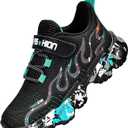 Boys Girls Sneakers Slip On Athletic Running Shoes (5.5 Big Kid, Black-blue)