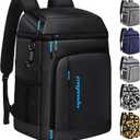 Capolo Cooler Backpack Insulated Leak Proof 36/45 Cans, Soft Camping Bacpack Cooler Thermal Bag Ice Chest, Portable Waterproof Travel Cooler Bag for Lunch Beach Picnic Shopping (Leather black)