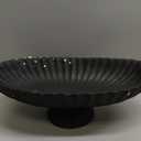 14.5" Large Decorative Long Bowl - Black Fluted Scalloped Decorative Bowls for Home Decor - Ruffle Decor, Stylish Key Bowl for Entry Table, Decorative Fruit Bowls for Kitchen Counter