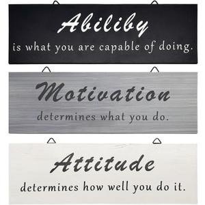 3 Pcs Motivational Wall Signs, Rustic Wooden Inspirational Plaques, Office Wall Decor for Home Office Coworker Gift (Simple Color)