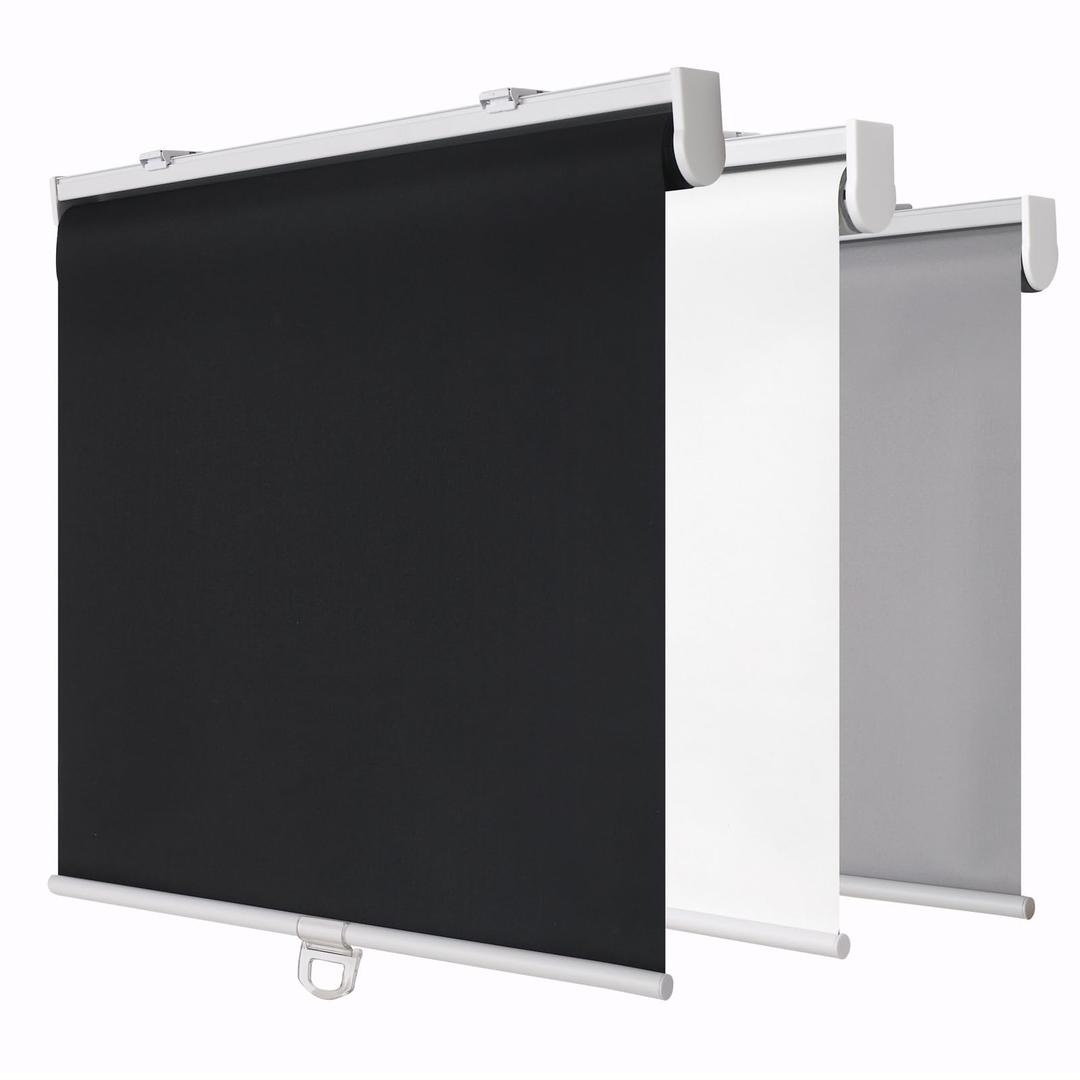 SHADEMOON Cordless Blackout Window Roller Shades, Pull Down Spring System Indoor Blinds, Room Darkening Waterproof UV Blocking Thermal Insulated Fabric for Home Office (Black, Width 26", Height 72")