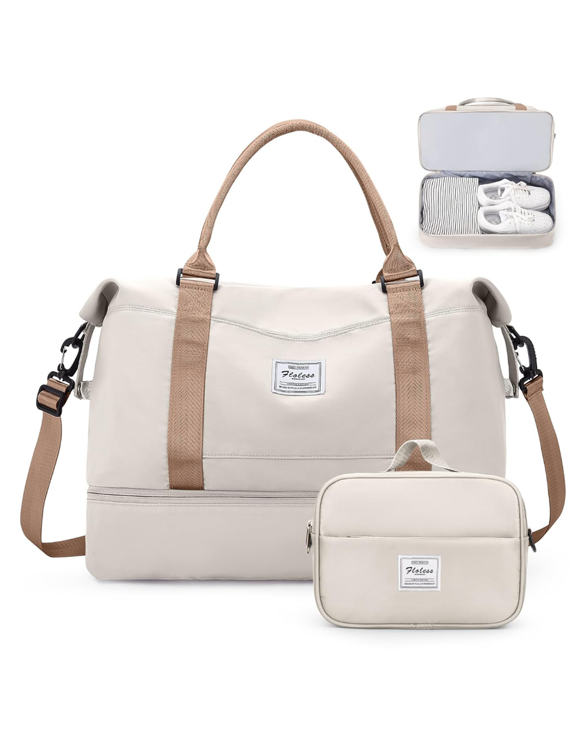 Weekender Bags for Women,Personal Item Travel Bag with Shoes Compartment,Overnight Travel Duffel Bag with Toiletry Bag