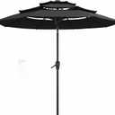 10FT Patio Umbrella 3 Tiers Outdoor Market Umbrella w/Push Button Tilt, Crank, UV and Waterproof Table Umbrella for Garden, Pool, Backyard, Deck, Lawn, Black