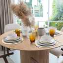 ADRIMER Placemats, Heat Resistant Round Placemats Set of 12 Washable, Waterproof Table Mats, Wipeable Faux Leather Place Mats for Kitchen, Dining Room, Beige