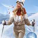 Fisoew Womens One Piece Ski Suit Warm Waterproof Snowsuits Winter Snow Jumpsuits Outdoor Sports Outerwear (Camel, M)