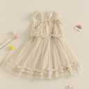 Toddler Baby Girls Tulle Tutu Dress Solid Color Sleeveless Mesh Ruffled A-Line Sundress Little Girl Princess Dress (A-Champagne, 6-7 Years)