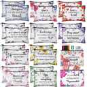 Qeeenar 24 Pcs Christian Makeup Bags Mother's Day Cosmetic Bags Inspirational Bible Verse Toiletry Pouch Canvas Motivational Pouch with Zipper for Women Organize Cosmetics Stationery Supply(Floral)