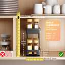 Pull Out Spice Rack Organizer for Cabinet, 3 Packs Slide Out Spice Racks Organizer, Spice Cabinet Organizers, Cabinet Size Need:12'' Highx11'' Deepx5'' Wide,Each Tier Hold 10 Spice Jar - 2 Tier, Black
