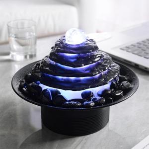Home Dcor Stone Flake Waterfall Tabletop Fountain 4-Layer Black Cobblestone Changing Color Led Glass Rotating Ball Water Sound Gift(23146) Home Dcor Stone Flake Waterfall Tabletop Fountain 4-Layer Black Cobblestone Changing Color Led Glass Rotating Ball Water Sound Gift(23146)