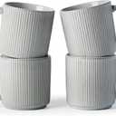 famiware Coffee Mug Set for 4, Star 12 oz Catering Mugs Cup Set with Handle for Coffee, Tea, Cocoa, Milk - Ceramic Stoneware Drinkware Set, Matte Grey