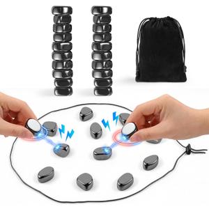 Magnetic Chess Game, Magnet Game with 20 Larger Black Stones & String, Strategy Magnetic Game for Family, Magnet Board Game Party Favors for Adults