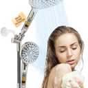 HEROBAI Filtered Rainfall Shower Head with Handheld Spray Combo, Dual Shower Head Combo High Pressure, Double Sprayer Filter Shower Head with Extra Long Hose & Adjustable Shower Arm (Brushed Nickel)