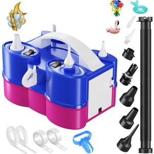 3-in-1 Electric Balloon Pump, Portable Air Pump for Latex 260q Foil Balloons, Dual Nozzle Balloon Blower Machine for Party Decoration, 110V AC Inflator Deflator for Inflatables Pool Floats Mattress