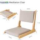 Japanese Floor Chair with Back Support, Foldable Meditation Chair, Legless Tatami Chair with Cushion, Floor Seat for Living Room, Bedroom, Bay Window (1, Gray)