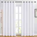 NICETOWN 84 inch Long White Curtains - Grommet Solid 50% Room Darkening Thermal Insulated Curtains Drapes for Living Room/Sliding Glass Door (2 Panels, W66 x L84)