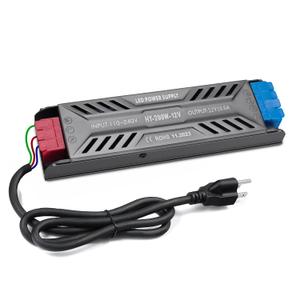 LED Power Supply 12V 200W with Plug Ultra Slim LED Driver 110V AC to 12V DC 16.6A 200 Watt Quiet Low Volt Converter LEDs Transformer Constant Voltage for LEDs Strip Light, Indoor