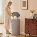126L Laundry Hamper with Lid, Laundry Basket, Laundry Room, Gray, 16"L x 16"W x 29.5"H