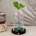 Small urns for Human Ashes,with Wooden Base Light and Glass Flower vase, Mini Cremation Urn,Best Memorial Gifts for Loss of Loved One,Miniature Ashes Holder Tiny Sharing Urn