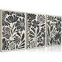 Ausril Black Floral Botanical Framed Canvas Wall Art Set, Abstract Floral Market Wall Decor, Modern Vintage Wall Painting, Boho Minimalist Art Print for Living Room Girl Room Office 16"x24"x3