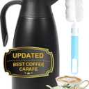 70oz Thermal Coffee Carafe for keeping hot,Updated Carafes for hot liquid, Stainless Steel Insulated Thermal Pot for Coffee, Hot Water,Keep Hot 12 Hours (Black 2.1 L)