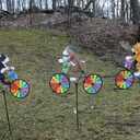 Backyard Wind Spinner Yellow Tabby Cat on a Bicycle Spinner Carrying a Llittle Mouse Pinwheel Windmill Colorful Garden Decoration