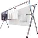 Clothes Drying Rack,Heavy Duty Stainless Steel Garment Rack,Adjustable and Foldable Laundry Drying Rack for Indoor Outdoor Drying Rack Clothing with 20 Windproof Hooks (Silver, 79")
