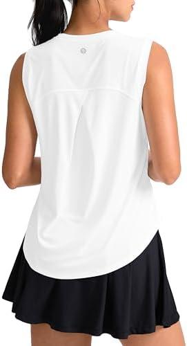 SANTINY Women's Sleeveless Workout Tops Breathable Lightweight Active Tennis Yoga Shirts Athletic Running Tank Tops for Women XL