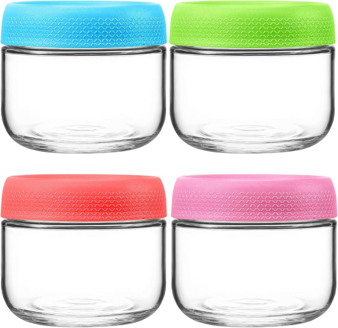 4 Pack Glass Mason Jars with Lids, 10oz Airtight Overnight Oats Containers, Glass Storage Jars for Breakfast, Lunch, and Leftovers  BPA-Free, Leakproof, Ideal for Meal Prep and Pickling