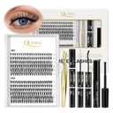 QUEWEL Lash Clusters Kit, 240 Pcs Lash Clusters 30D+40D DIY Lash Extensions Kit with Applicator Tool, Bond and Seal Super Hold, Glue Remover Easy to Apply at Home(30D+40D D MIX8-14)