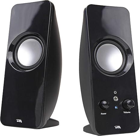 Cyber Acoustics CA-2050 2.0 Speaker System, 3.5mm Stereo Multimedia Desktop Computer Speaker, Separate headphone output, volume control, power on and off (CA-2050)