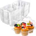 NPLUX 4 Compartment Cupcake Containers 40 Pack Cupcake Holder with Connected Airtight Lid Cupcake Boxes for 160 Cupcakes Muffins, BPA Free, Standard Size
