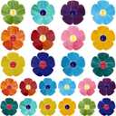 LITMIND 24 Pcs Stained Glass Flower Mosaic Tiles  12 Bright Mixed Colors, Large & Small Petal Pieces  DIY Mosaic Supplies for Crafts & Art Projects