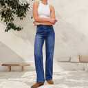 Womens Wide Leg Jeans High Waisted Straight Leg Stretchy Baggy Trendy Casual Denim Pants with Pockets (L)