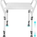 Shower Chair Seat with Arm for Inside Shower - Adjustable Up to 24 Inches Shower Stool with Suction Feet for Seniors, Elderly, Handicap & Disabled-Adjustable Support Shower Bench