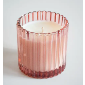 8 oz Ribbed Pink Candle Jar