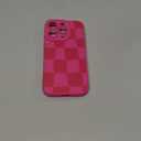 KANGHAR Compatible with iPhone 16 Pro Case, Silicone Checkered Cute Pattern, Camera Protection Soft Slim Phone Case for Girls Women -Hot Pink