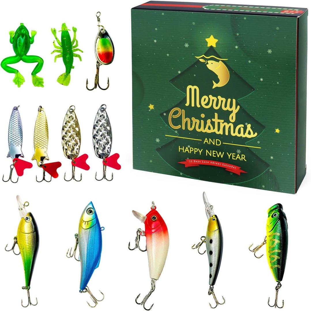 Christmas Advent Calendar 2025 Fishing, 12 Days Countdown Calendar for Adults, Christmas Gifts for Father, Grandfather