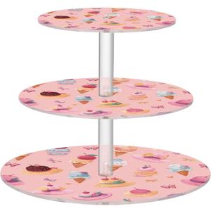 Bolaz Cupcake Stand 3 Tier Acrylic Dessert Cup Cake Tower Display Ice Cream Sunhat Stands Holder Round Tiered for Party Wedding, 11 x 11 x 8.3 inches