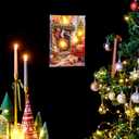 SOFFEE DESIGN 12x16 Christmas LED Canvas Print Wall Decor, Golden Retriever Fireplace Stockings, 4 LEDs Fiber Optic Lights, Pet Lover Gift for Family Room