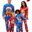 Paw Patrol Family Matching Christmas Pajamas Set for Holiday Mommy and Me Cartoon Print Cozy PJs for Kids & Adults (Blue, XS)