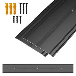 36" L x 4" W Aluminum Floor Transition Strip Metal Door Threshold, 0.1" H Flat Profile for Carpet Vinyl Wood Tile Concrete Flooring Gaps, Modern Doorway Protector Decoration(Black,2pcs)